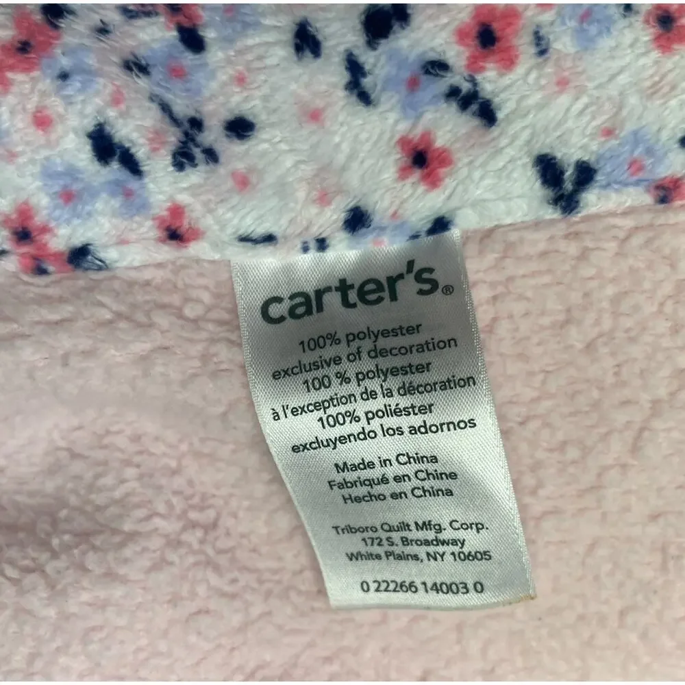 Carters Owl Always Love You Baby Blanket Pink Blue Floral Trim Plush - READ